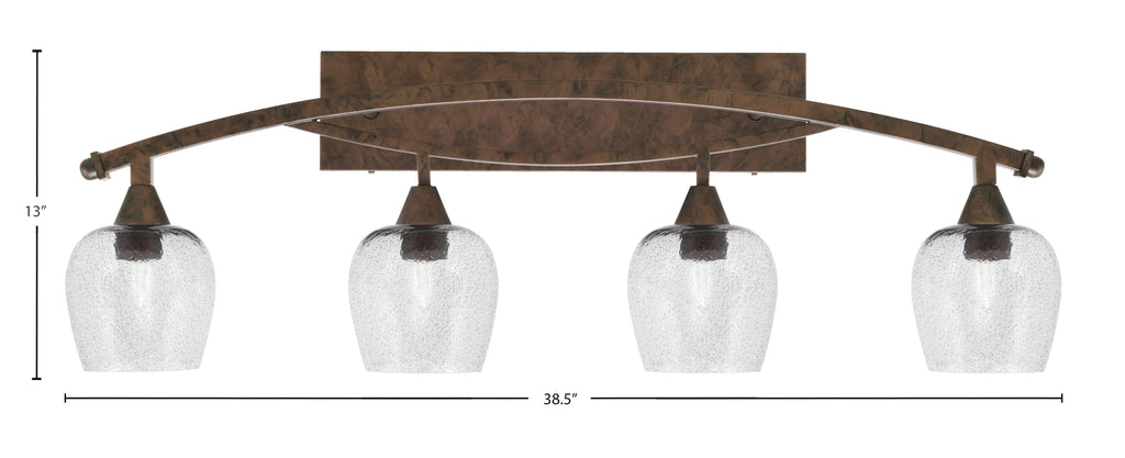 Bow Four Light Bath Bar in Bronze with 6" Smoke Bubble Shade