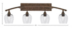 Bow Four Light Bath Bar in Bronze with 6" Smoke Bubble Shade