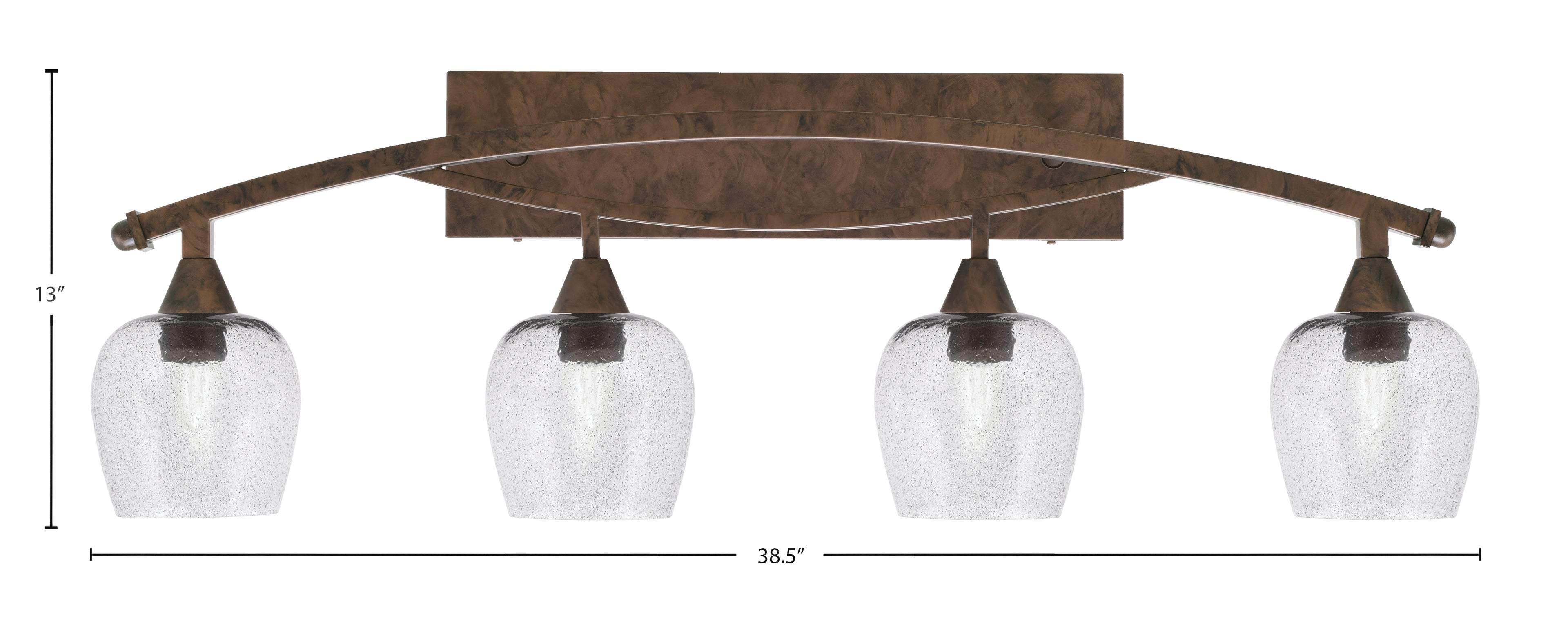 Bow Four Light Bath Bar in Bronze with 6" Smoke Bubble Shade