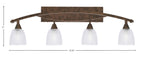 Bow Four Light Bath Bar in Bronze with 5" Clear Ribbed Shade