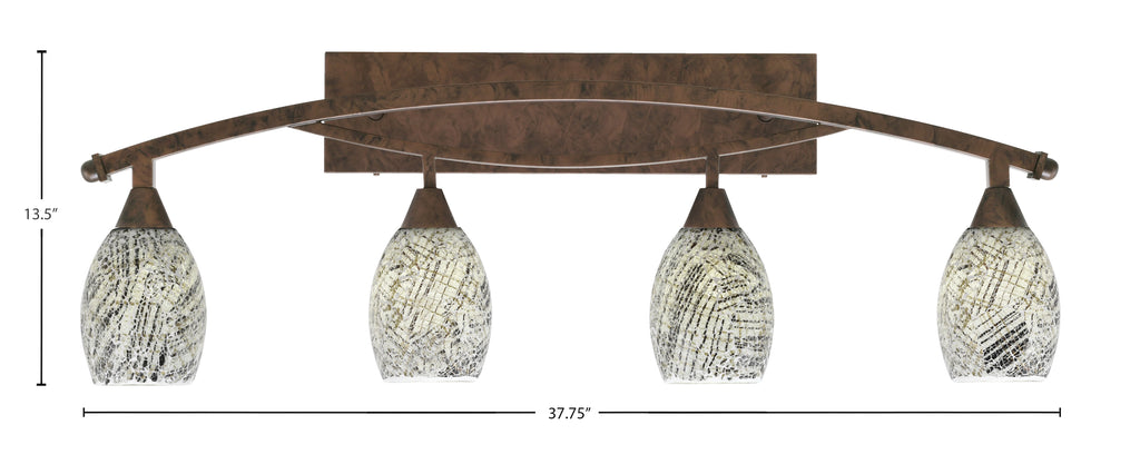 Bow Four Light Bath Bar in Bronze with 5" Natural Fusion Shade