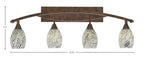 Bow Four Light Bath Bar in Bronze with 5" Natural Fusion Shade