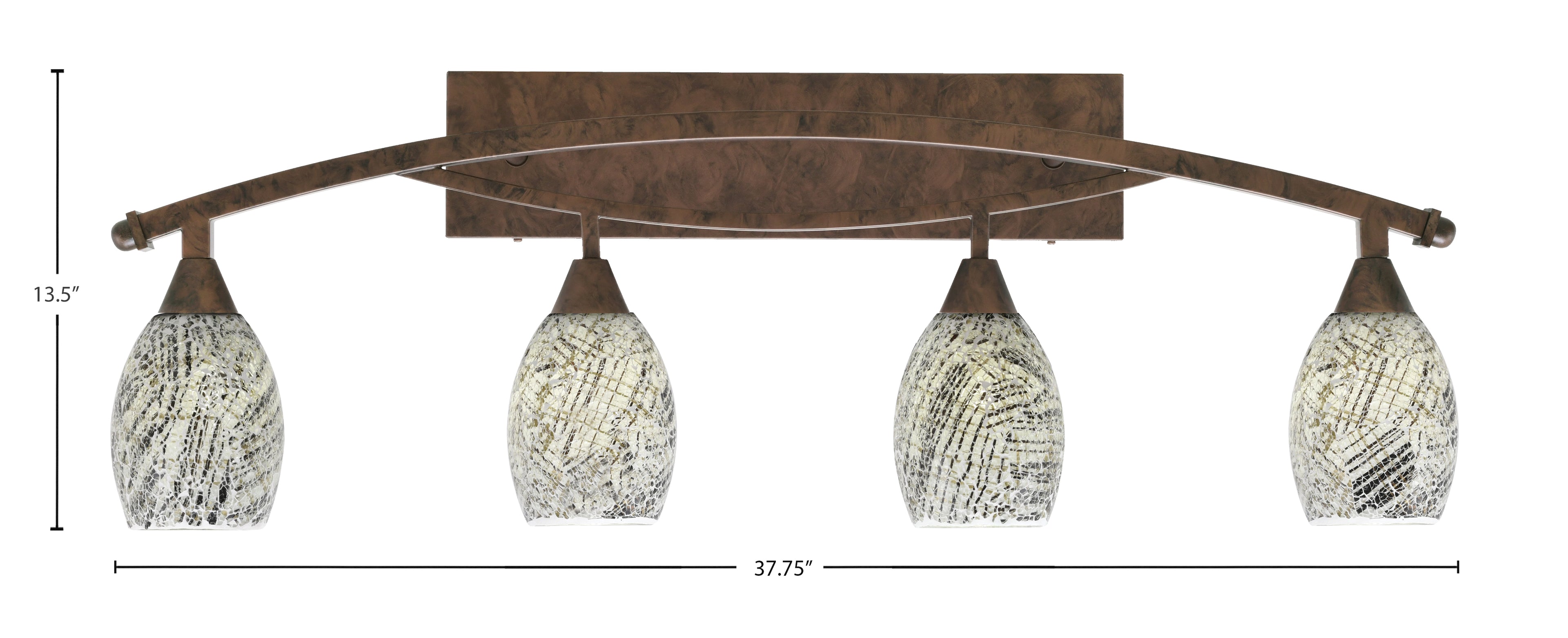 Bow Four Light Bath Bar in Bronze with 5" Natural Fusion Shade