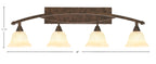 Bow Four Light Bath Bar in Bronze with 7" Italian Marble Shade