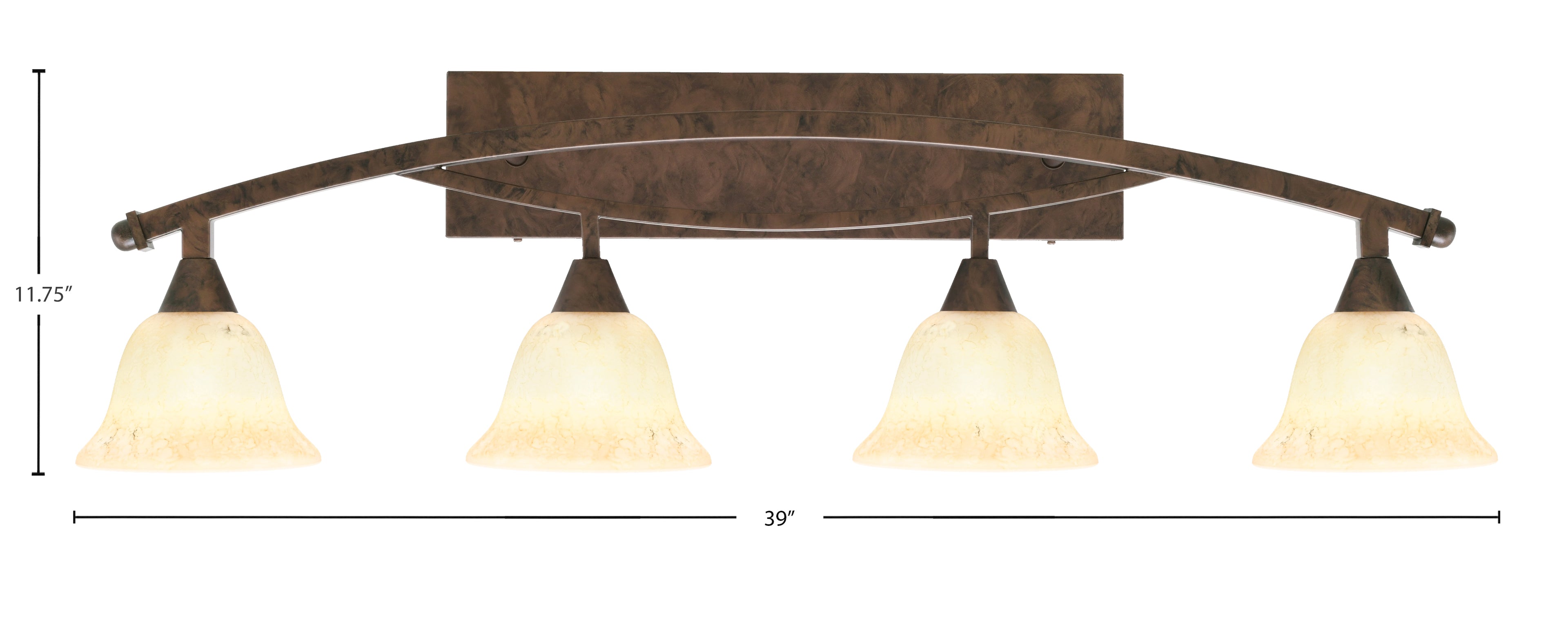 Bow Four Light Bath Bar in Bronze with 7" Italian Marble Shade
