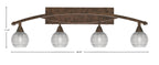 Bow Four Light Bath Bar in Bronze with 6" Clear Ribbed Shade
