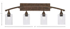 Bow Four Light Bath Bar in Bronze with 4" Square Clear Bubble Shade