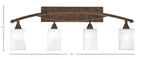 Bow Four Light Bath Bar in Bronze with 4" Square White Muslin Shade