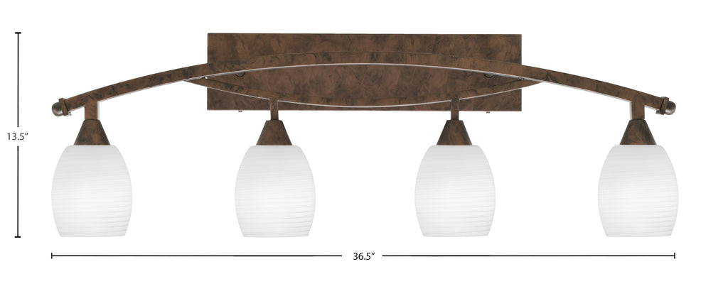 Bow Four Light Bath Bar in Bronze with 5" White Linen Shade