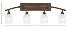 Bow Four Light Bath Bar in Bronze with 5" White Linen Shade