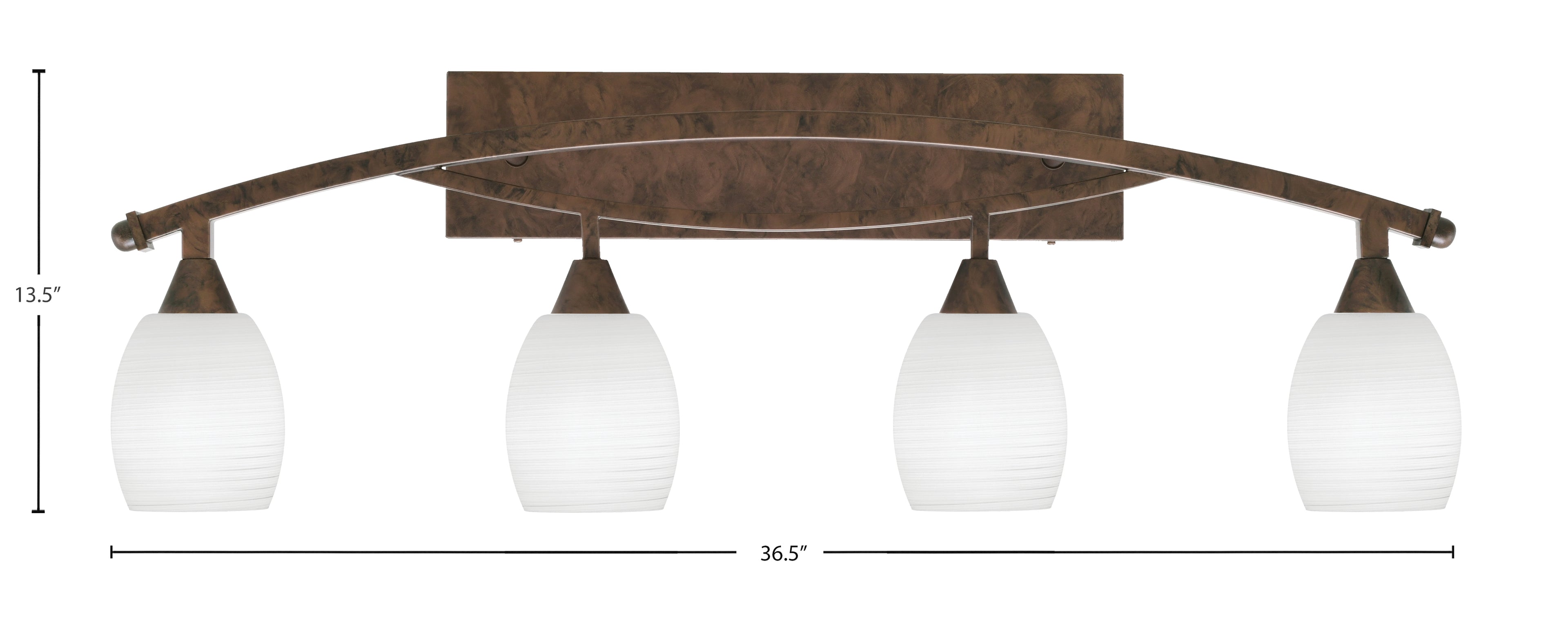 Bow Four Light Bath Bar in Bronze with 5" White Linen Shade
