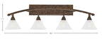 Bow Four Light Bath Bar in Bronze with 7" Gold Ice Shade