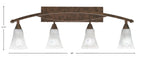 Bow Four Light Bath Bar in Bronze with 5.5" Fluted Frosted Crystal Shade