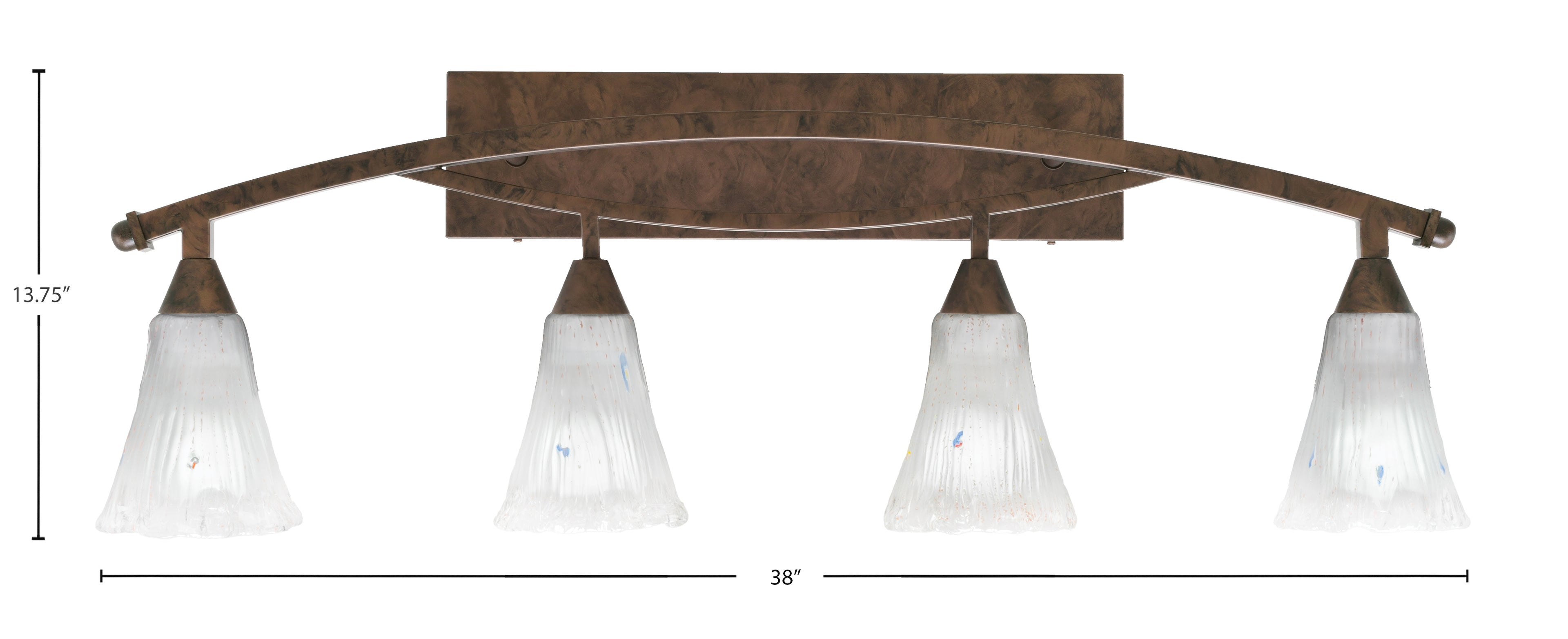 Bow Four Light Bath Bar in Bronze with 5.5" Fluted Frosted Crystal Shade