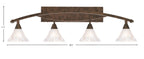Bow Four Light Bath Bar in Bronze with 7" Frosted Crystal Shade