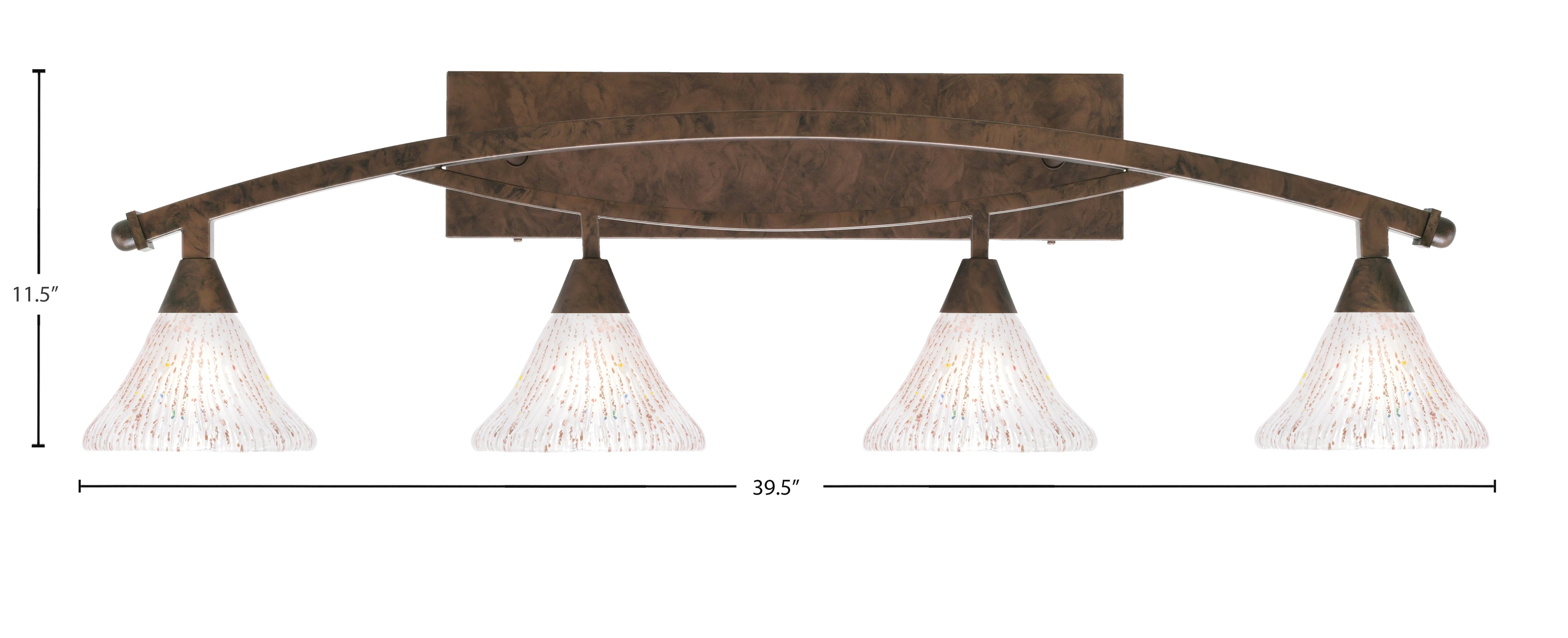 Bow Four Light Bath Bar in Bronze with 7" Frosted Crystal Shade