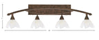 Bow Four Light Bath Bar in Bronze with 7" Gold Ice Shade