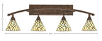 Bow Four Light Bath Bar in Bronze with 7" Sandhill Art Glass Shade
