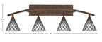 Bow Four Light Bath Bar in Bronze with 7" Diamond Ice Art Glass Shade