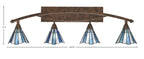 Bow Four Light Bath Bar in Bronze with 7" Sea Ice Art Glass Shade
