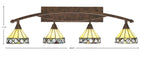 Bow Four Light Bath Bar in Bronze with 7" Diamond Peak Art Glass Shade