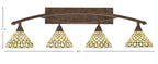 Bow Four Light Bath Bar in Bronze with 7" Starlight Art Glass Shade