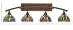 Bow Four Light Bath Bar in Bronze with 7'' Kaleidoscope Art Glass Shade