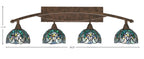 Bow Four Light Bath Bar in Bronze with 7" Turquoise Cypress Art Glass Shade