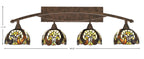 Bow Four Light Bath Bar in Bronze with 7" Ivory Cypress Art Glass Shade