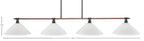 Blacksmith Four Light Bar in Painted Wood-look Metal & Dark Granite with 16" White Marble Glass Shade