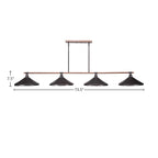 Blacksmith Four Light Bar in Painted Wood-look Metal & Dark Granite with 14" Dark Granite Cone Metal Shade Shade