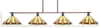 Blacksmith Four Light Bar in Painted Wood-look Metal & Dark Granite with 16" Zion Art Glass Shade
