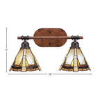 Blacksmith Two Light Bath Bar in Painted Wood-look Metal & Dark Granite with 7" Zion Art Glass Shade