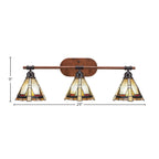 Blacksmith Three Light Bath Bar in Painted Wood-look Metal & Dark Granite with 7" Zion Art Glass Shade