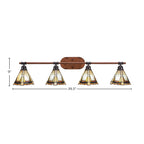 Blacksmith Four Light Bath Bar in Painted Wood-look Metal & Dark Granite with 7" Zion Art Glass Shade