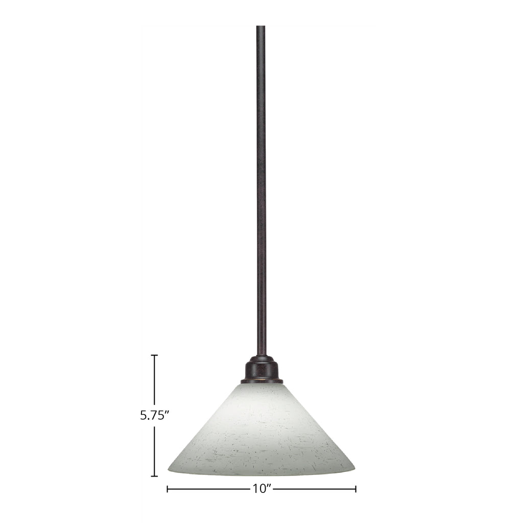 Blacksmith One Light Mini Pendant in Painted Wood-Look Metal & Dark Granite with 10" White Muslin Shade