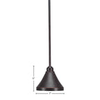 Blacksmith One Light Mini Pendant in Painted Wood-Look Metal & Dark Granite with 7" Dark Granite Cone Metal Shade Shade