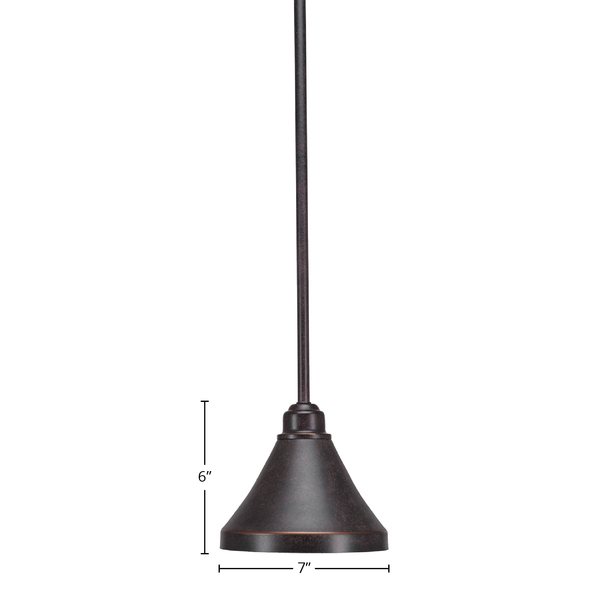 Blacksmith One Light Mini Pendant in Painted Wood-Look Metal & Dark Granite with 7" Dark Granite Cone Metal Shade Shade