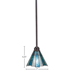 Blacksmith One Light Mini Pendant in Painted Wood-Look Metal & Dark Granite with 7" Sea Ice Art Glass Shade