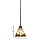 Blacksmith One Light Mini Pendant in Painted Wood-Look Metal & Dark Granite with 7" Zion Art Glass Shade