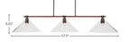 Blacksmith Three Light Island Pendant in Painted Wood-look Metal & Dark Granite with 16" Clear Bubble Shade