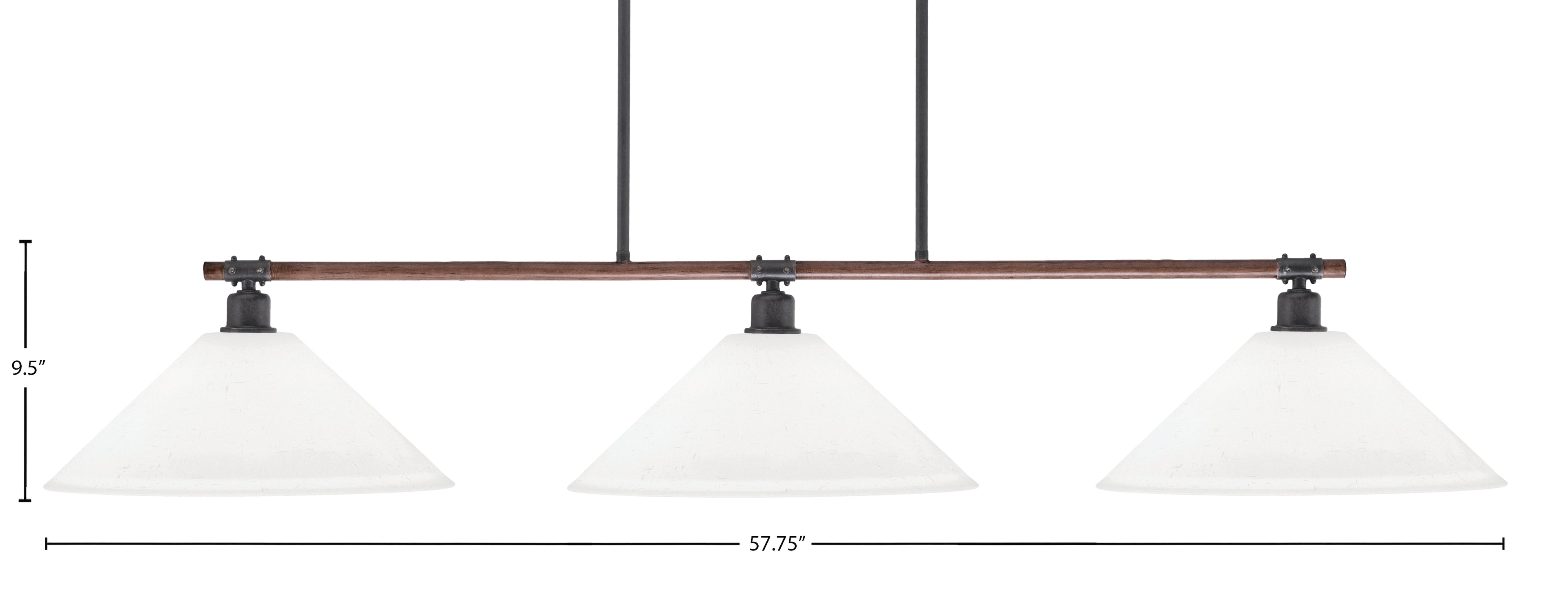 Blacksmith Three Light Island Pendant in Painted Wood-look Metal & Dark Granite with 16" White Muslin Shade