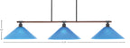 Blacksmith Three Light Bar in Painted Wood-look Metal & Dark Granite with 16" Blue Italian Glass Shade