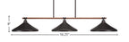 Blacksmith Three Light Island Pendant in Painted Wood-look Metal & Dark Granite with 14" Dark Granite Cone Metal Shade Shade