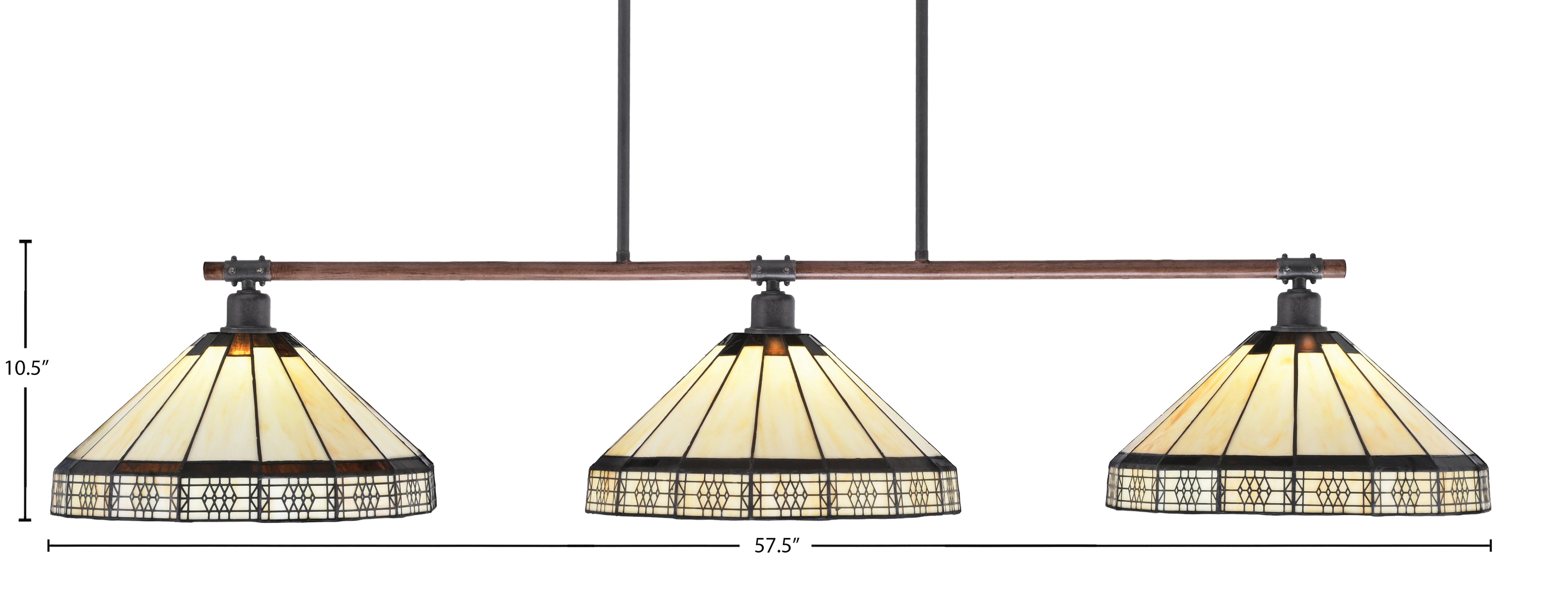Blacksmith Three Light Bar in Painted Wood-look Metal & Dark Granite with 16" Honey & Brown Mission Art Glass Shade