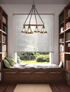Blacksmith Four Light Chandelier in Painted Wood-look Metal & Dark Granite with 7" Zion Art Glass Shade