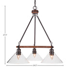 Blacksmith Three Light Chandelier in Painted Wood-Look Metal & Dark Granite with 10" Clear Bubble Shade