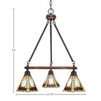 Blacksmith Three Light Chandelier in Painted Wood-Look Metal & Dark Granite with 7" Zion Art Glass Shade
