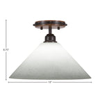 Blacksmith One Light Semi-Flush Mount in Painted Wood-look Metal & Dark Granite with 12" White Muslin Shade