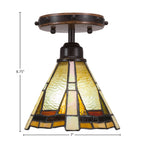 Blacksmith One Light Semi-Flush Mount in Painted Wood-look Metal & Dark Granite with 7" Zion Art Glass Shade